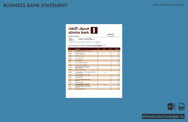 Alinma Bank Unternehmensmitteilung – Beispielvorschau in Word und PDF
